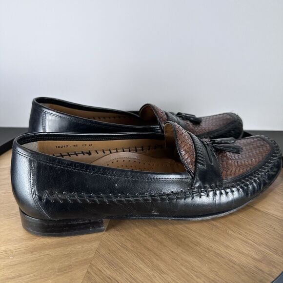 Florsheim Woven Black Brown Square Toe Dress Shoe 13D 18212-16 Tassles main image 12